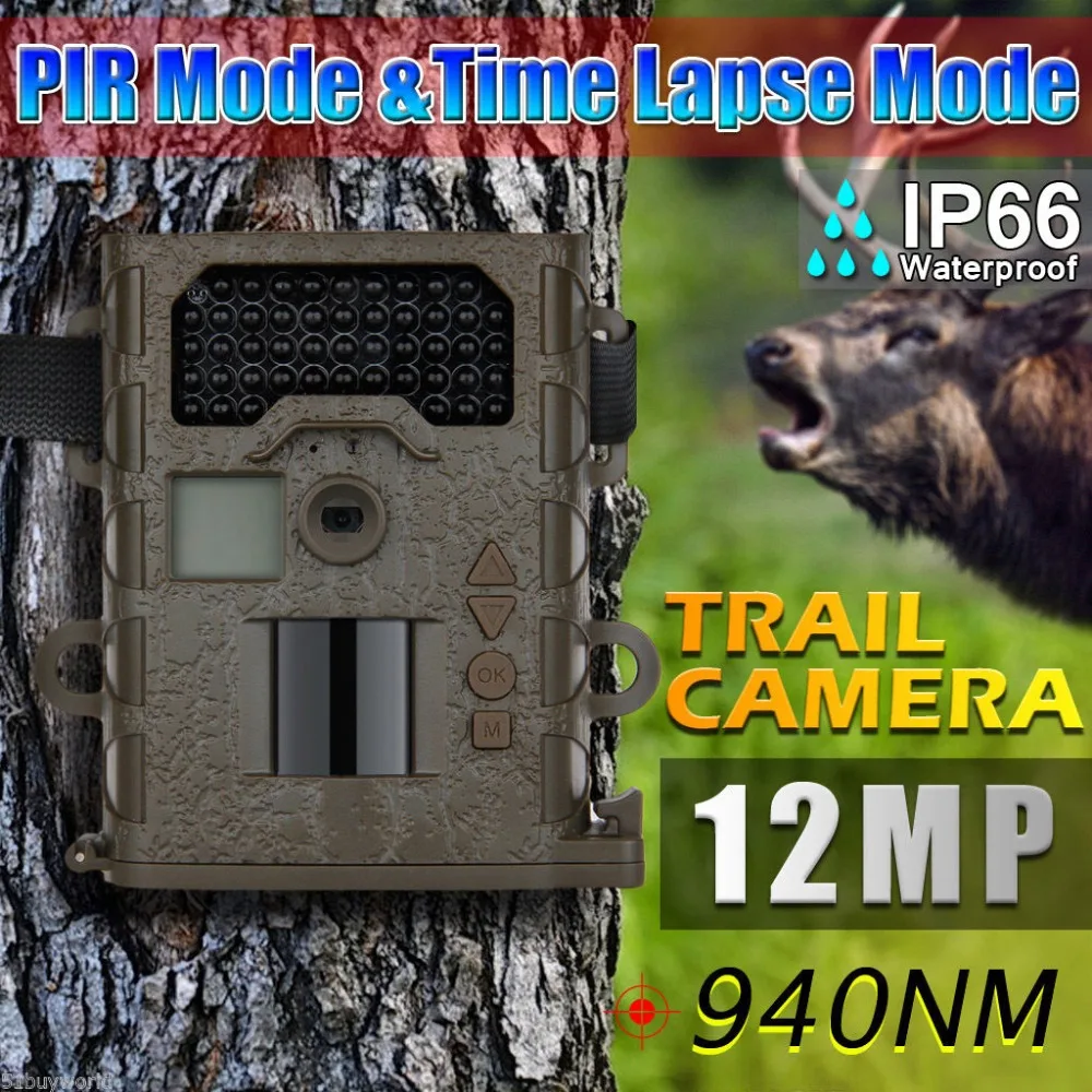 12mp Waterproof IP66 Invisible IR hunting cameras Night vision 48 IR LEDs chasse Scouting font b