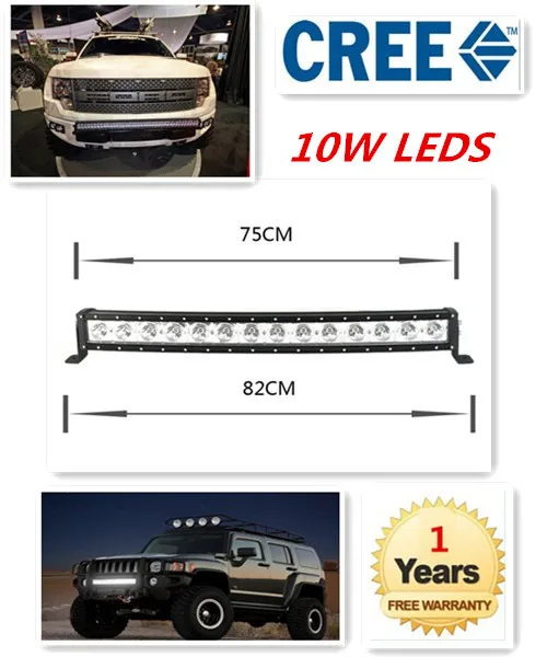 30"140W Single Row Curved 14pcsX10W CREE LEDS Light Bar Off Road driving lights COMBO UTE ATV