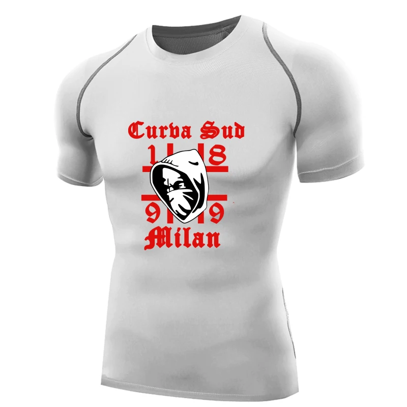

2017 Curva Sud Milano shirt men compression shirt short sleeve Fitness Tops 1899 Milan T-shirt ac inter dry fit tshirt tight top