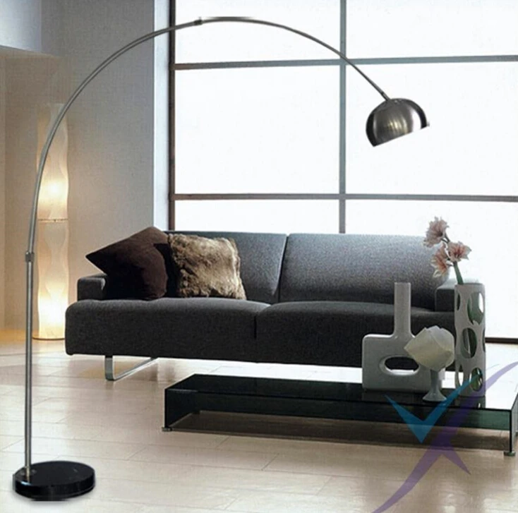 Us 29 76 25 Off Nordic E27 Chrome Black Marble Led Folding Rotary Arc Floor Lamp For Office Work And Study Bedroom Living Room In