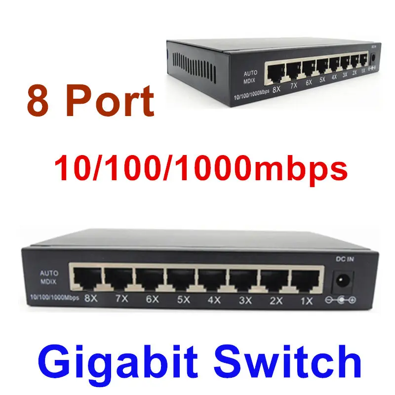 High Performance Steel Case 8 Port 10/100/1000Mbps Gigabit Switch Smart Ethernet Network Switch