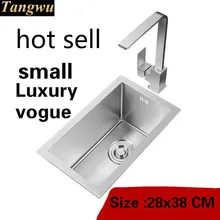 Квартира маленькая кухонная ручная раковина одинарная мойка сделать блюда 304 из нержавеющей стали Роскошные Горячие Продажи 280x380 мм