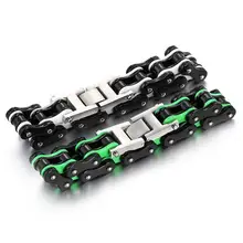 Черный зеленый крутой мужской мотоцикл цепь ювелирные изделия панк Белый Титан велосипед из нержавеющей стали браслет для байкеров браслет друзья подарки