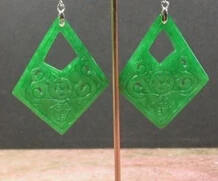 

hot sell new - wb001 Silver Jade Earring Earrings Dangle Bat Coin Lotus Flower