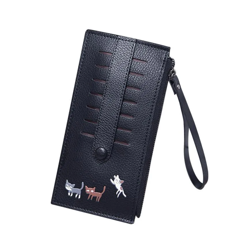 

Cute Cat Cartoon Long Wallets For Women Card Holder Zipper Purse Billetera Mujer Organizador Purse For Coins#121