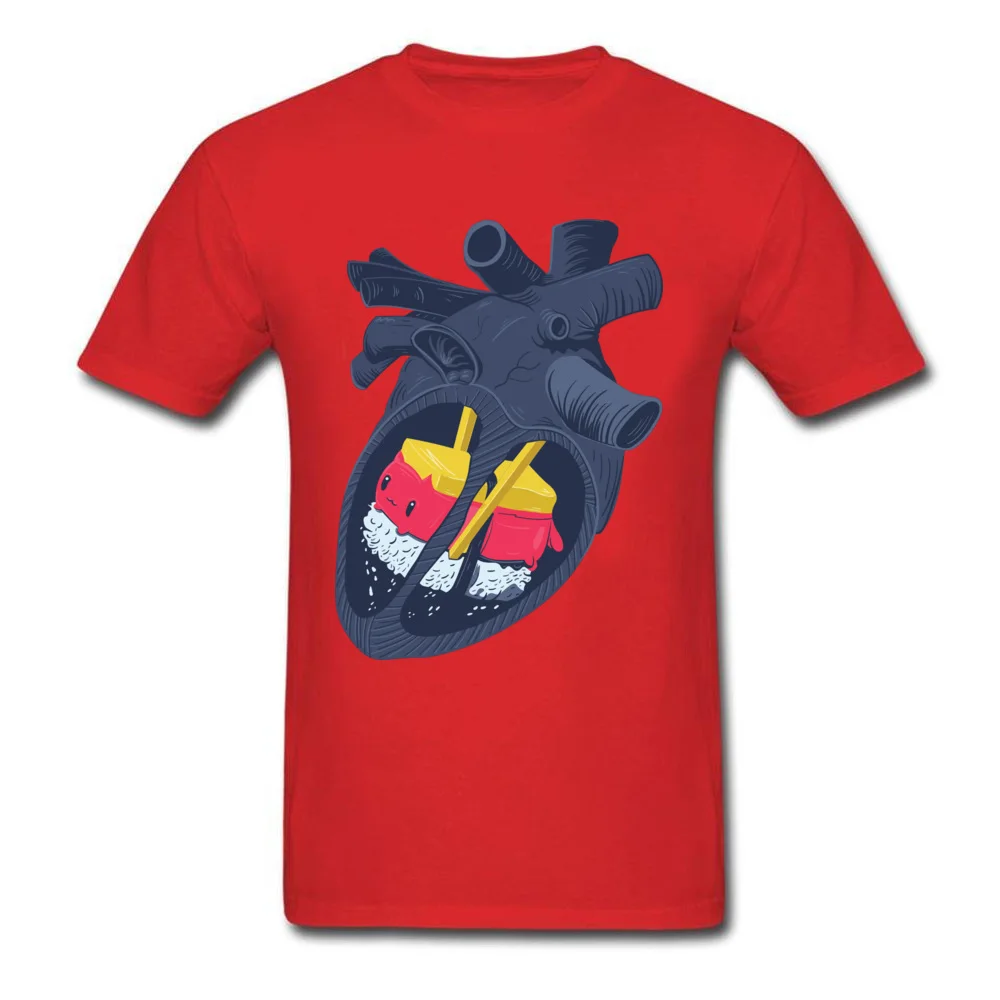 Hearth Sushi Kawaii Top T-shirts New Fashion Short Sleeve Party 100% Cotton Round Collar Men Tops Tees T Shirt April FOOL DAY Hearth Sushi Kawaii red