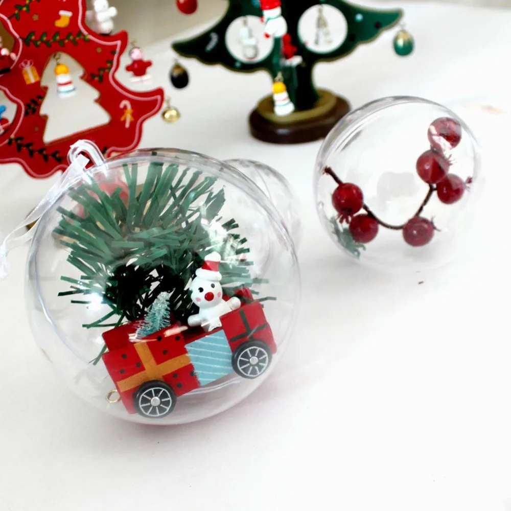 

150pcs 5cm Transparent Plastic Round Ball Pendant Ornaments For Christmas Xmas Tree Bauble Decor Wedding Favours