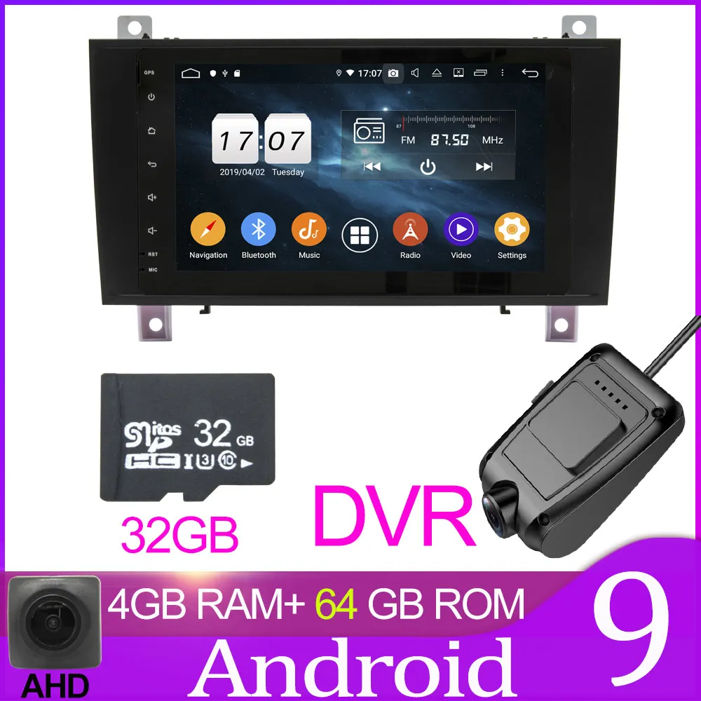 Owtosin автомобильный Радио мультимедийный видео плеер навигация gps Android 9,0 для Mercedes-Benz SLK Class R171 W171 c-класс W203 CL203 - Цвет: 64GB with DVR
