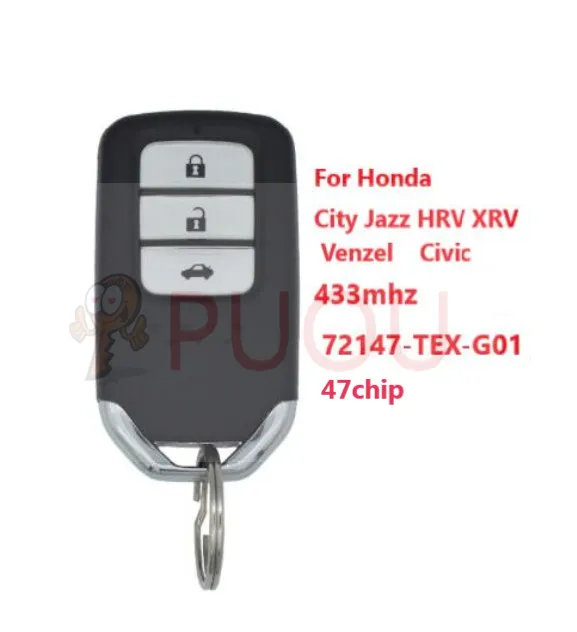 5pcs/lot 3 Button Remote Smart Car Key 434MHz 47 Chip For Honda City