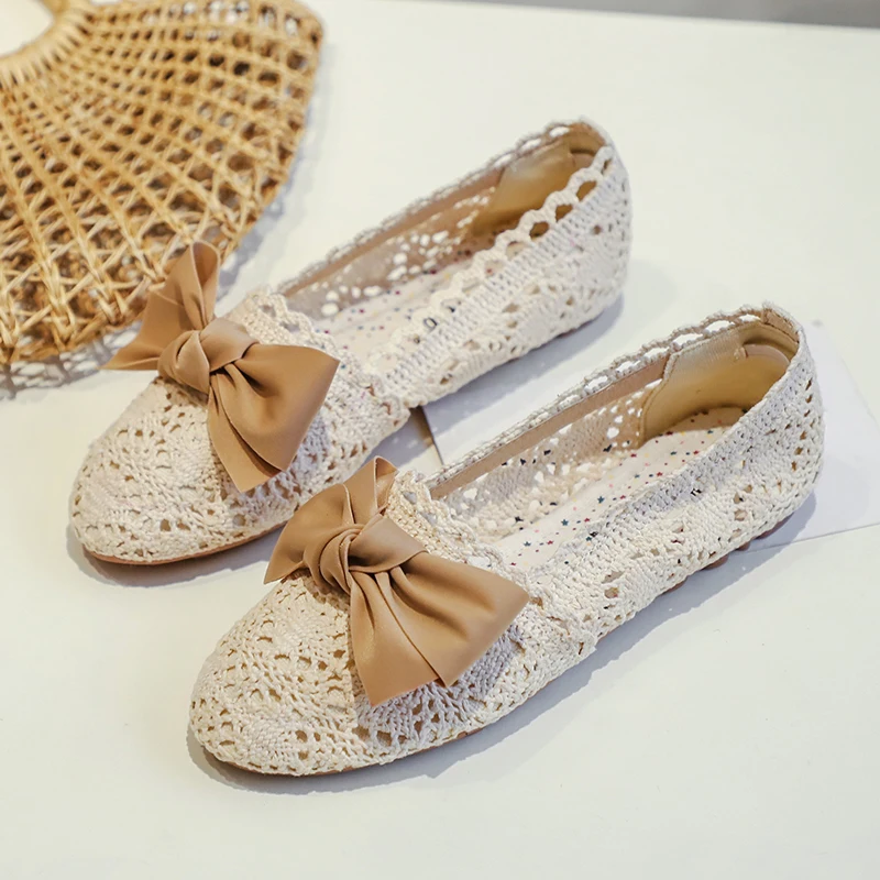 

Beijing Cloth Shoes Female Flat Bottom Soft Large Size Pregnant Women's Black Work Shoes Lace Loafers Ballet Shoes