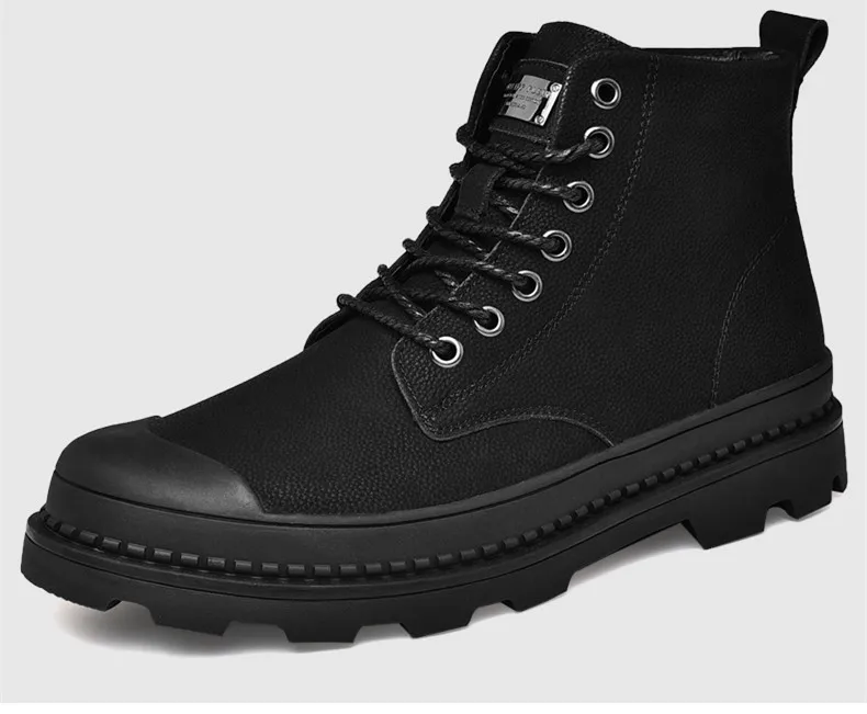 Warm Winter Men Boots Genuine Leather Rubber Ankle Boots Men Outdoor Winter Work Shoes Military Fur Snow Boots for Men Botas