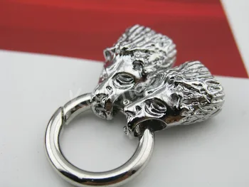 

5 Sets 11.0mmx7.0mm Wolf Head End Cap For Licorice Leather With Spring Clasp--CLP1013