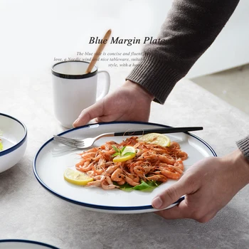 

Nordic concise flat plate, creative ceramic baking plate roast fish tray oval heat resistant baking pot cold dish 2 types