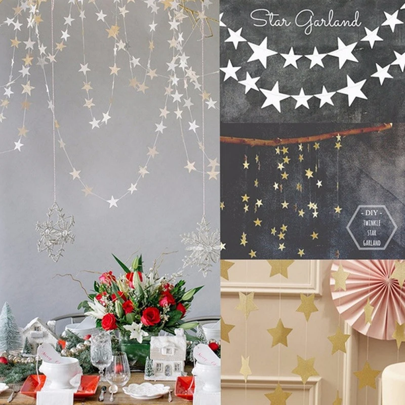 

4m Hanging Star Pine Garland Christmas Tree Garland Decor 5 Colors Christmas Decoration Ornament Festival Celebration Props