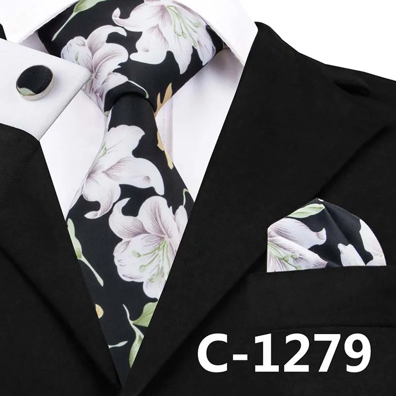 C-1236 мужские дизайнерские Галстуки, модные галстуки с вырезом, квадратные запонки, набор галстуков с принтом, брендовые галстуки, мужские галстуки - Цвет: C-1279