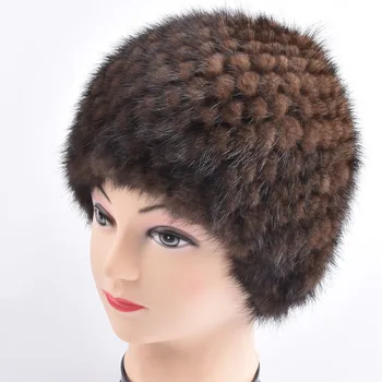 

Women Real mink fur hat winter fur hat Russian Women Winter Hat Beanie good quality thick fur hat