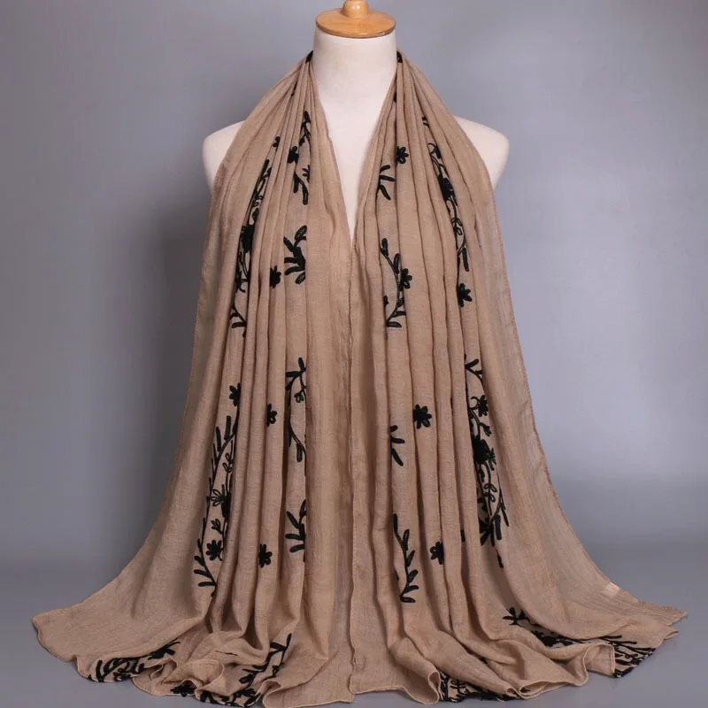 Новое поступление с цветочным принтом хиджаб patttern хлопка, вискозы и шарф пляж пашмины Демисезонный Шарфы для женщин длинные мусульманские платки