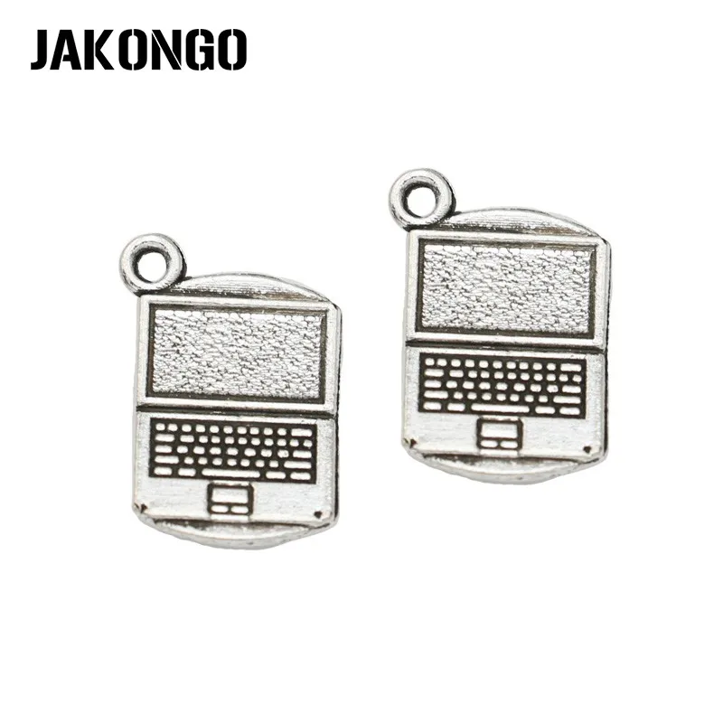 

JAKONGO Antique Silver Plated Computer Notepad Charms Pendants for Jewelry Making DIY Handmade Craft 21x13mm 12pcs/lot