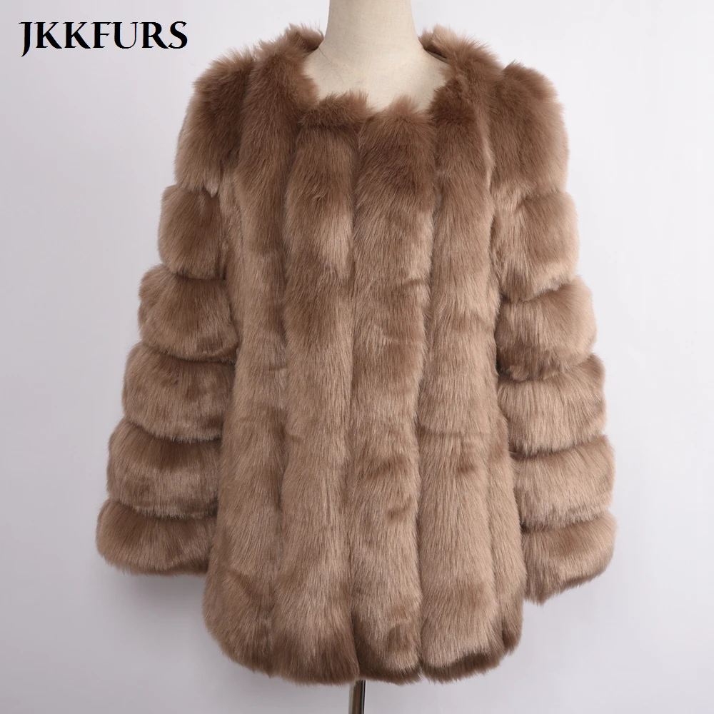 Женская Шуба из искусственного меха, пушистая Меховая куртка из искусственного меха, зимний толстый теплый мех, модный стиль, высокое качество, розничная/ S8409