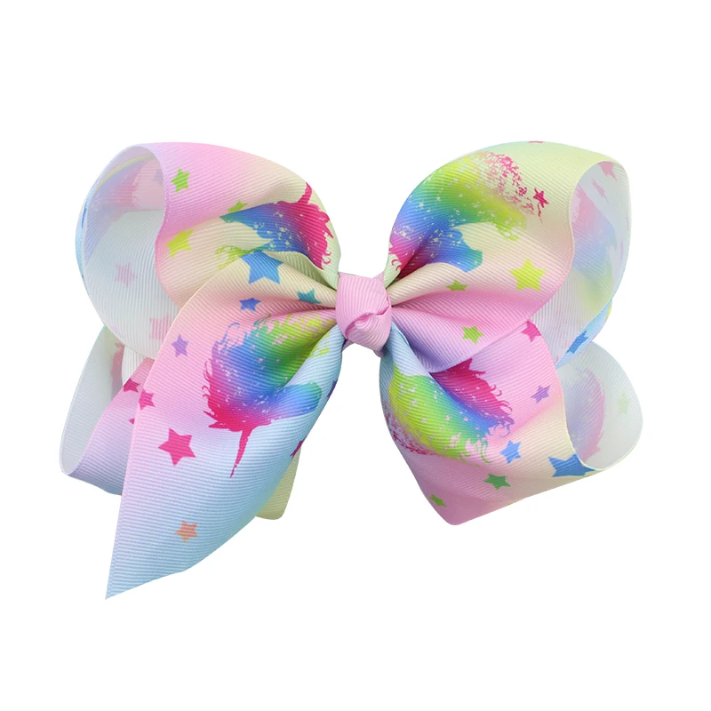 Large Kids Baby Girl Grosgrain Ribbon Flash Bow Clips Rainbow New Design Children Hair Accessories (2)