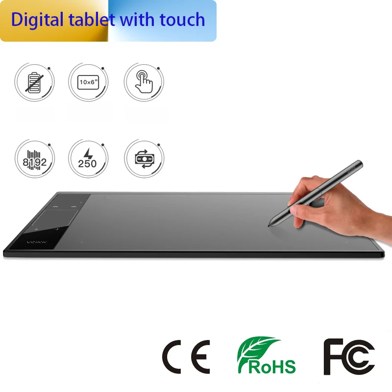 

VEIKK A30 Touch Button Drawing Tablet 10x6 inches Active Area Digital Drawing Graphic Tablets with 8192 Pressure Sensitivity