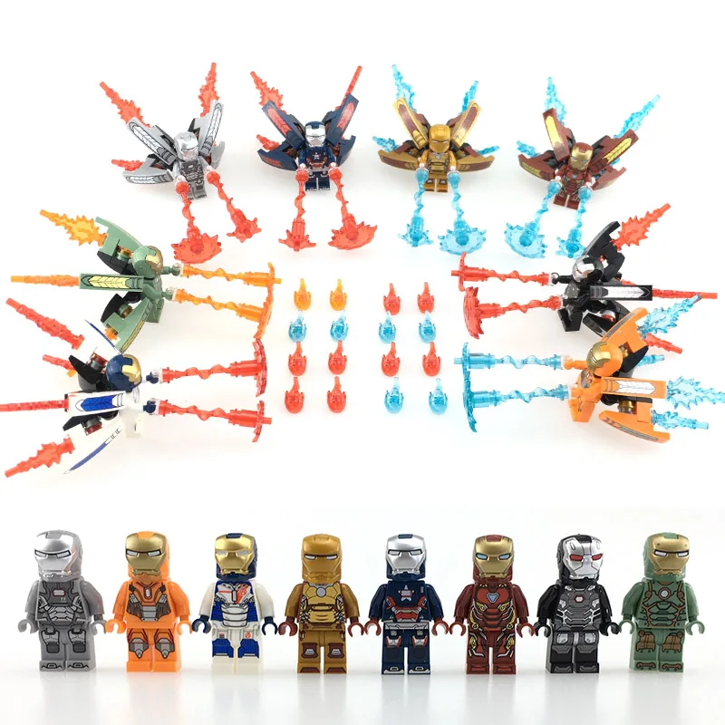 

Super Heroes Iron Man Figures Building Blocks Toy Eight different colours Iron Man Tony weapon Accessories Building Blocks Toys