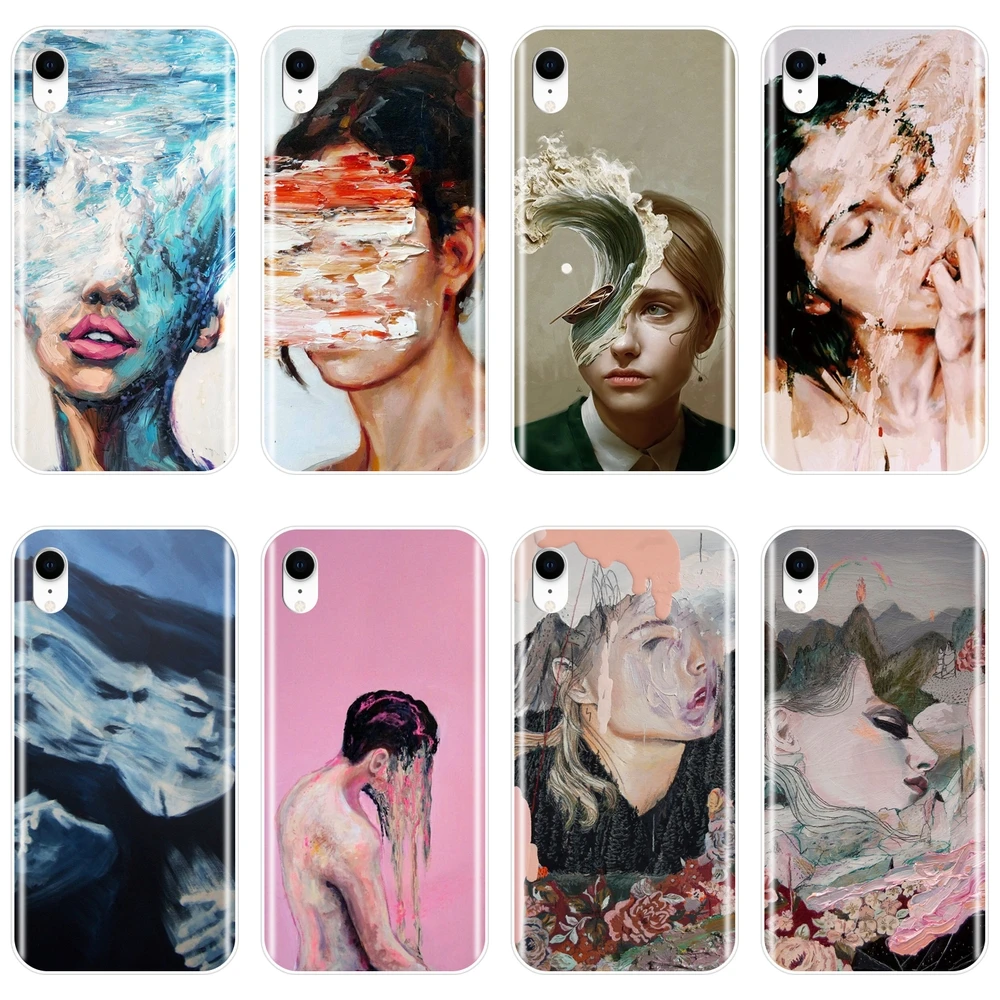 Задняя крышка для Apple iPhone 6 S 7 8 X XR XS Max Art Girl абстрактный силиконовый мягкий чехол Plus