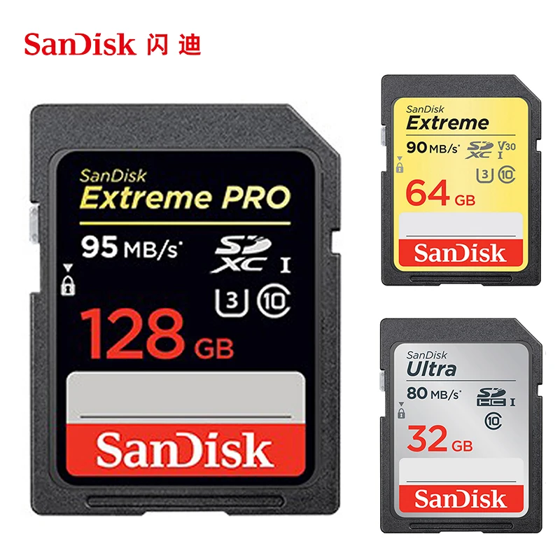 

SanDisk SD Memory Card for Camera SD Card 512GB 256GB 128GB 64GB 32GB 16GB Flash Card Computer SDXC SDHC U3 U1 4K for PC