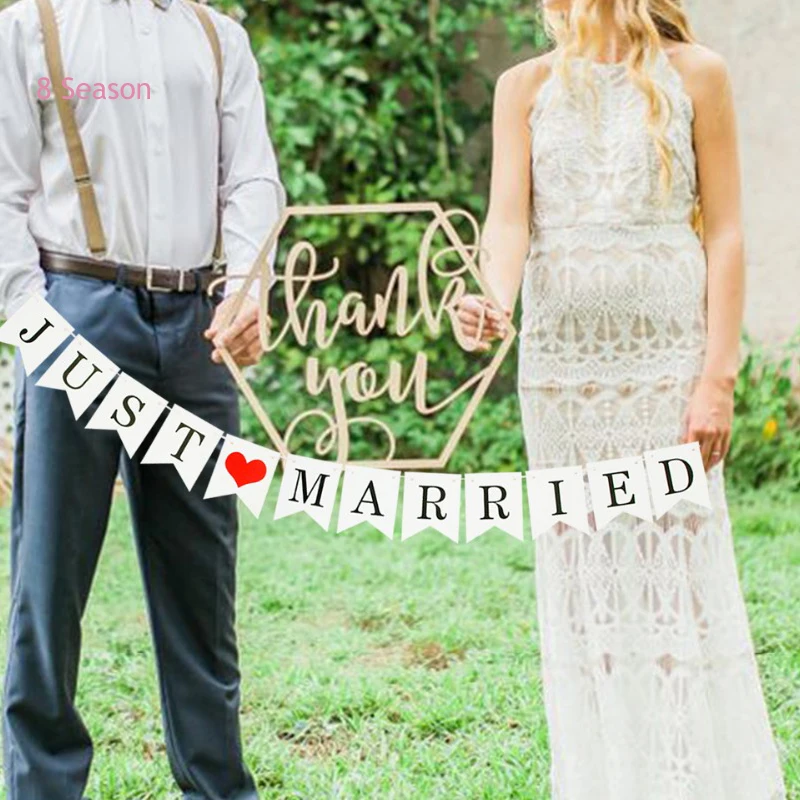 

8Season White Gust Married Banner Letter Burlap Wedding Signs Garlands And Bunting Banners Flags Photo Booth Props For Party