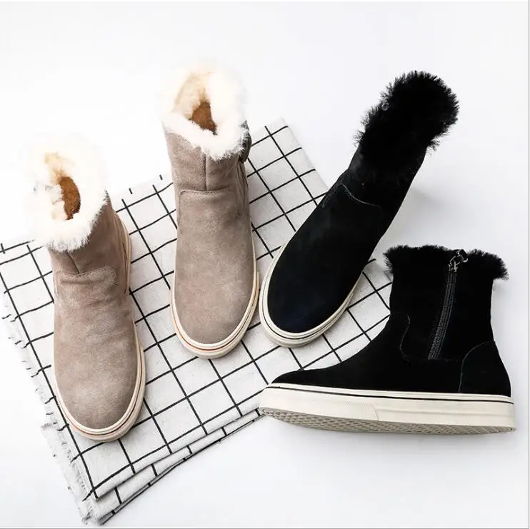 

2018 winter The New snow boots Korean version Wild flat Keep warm Thicken Short boots student Cotton shoes boots women shoes