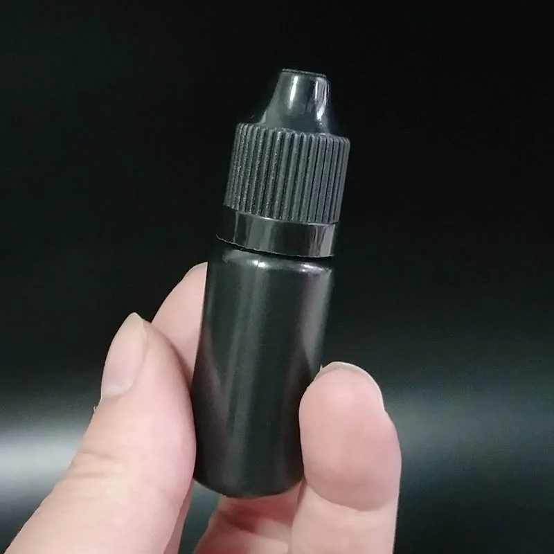 

1000pcs Empty Black 10ML LDPE Dropper Bottles Plastic E liquid bottles With Childproof Cap With Long Thin Tip for ego E Cig