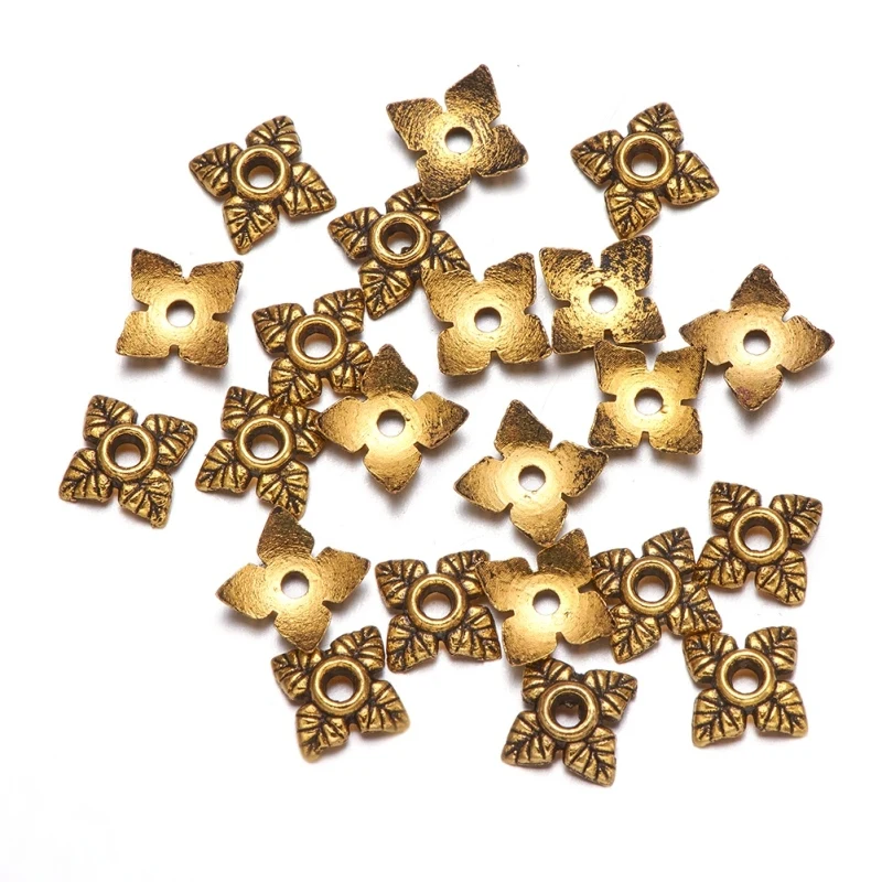 6*6*2 мм тибетская Серебряная бусина колпачки античный золотой для изготовления ювелирных изделий DIY ожерелья браслеты изделия ручной работы