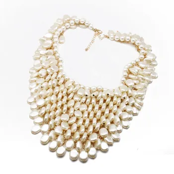 

Free Shipping Statement Chunky Pearls Collar Necklace