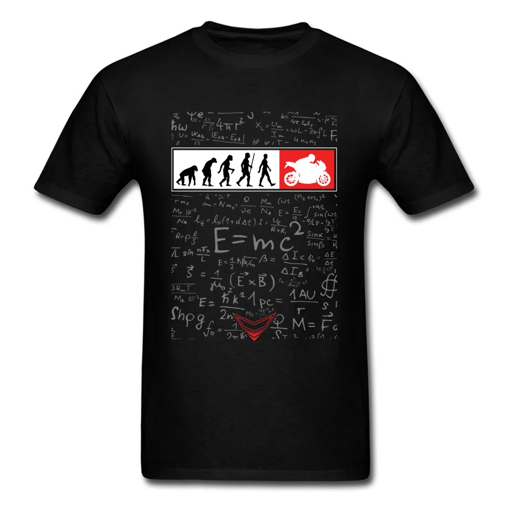 Biker-Evolution-Physics-Science-E-MC2--Albert-Einstein-Math Tops Shirts Family Round Collar T Shirts Slim Fit 100% Cotton Fabric Mens Top T-shirts Biker-Evolution-Physics-Science-E-MC2--Albert-Einstein-Math black