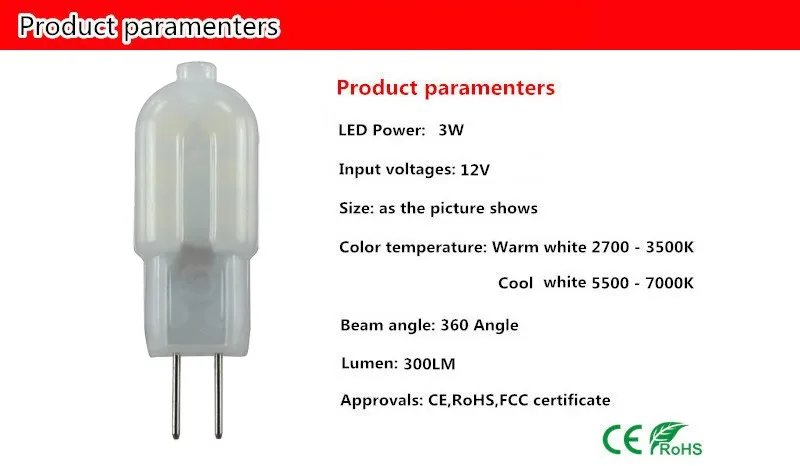 10 шт. G4 светодиодный лампочка SMD AC/DC 12 В 3 Вт Светодиодный светильник заменить Галогенные G4 для прожектора люстры