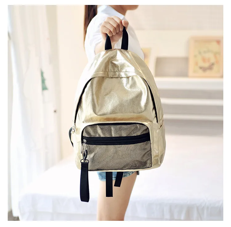 MJ Unisex Backpack Fashion Metallic Female Backpacks Casual Daypack Large Travel Bag Big Holographic Backpack Cool School Bags (9)