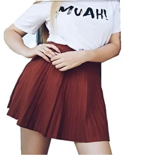 Новая женская плиссированная мини-юбка Модная элегантная осенне-зимняя трикотажная юбка сплошной цвет с эластичным поясом