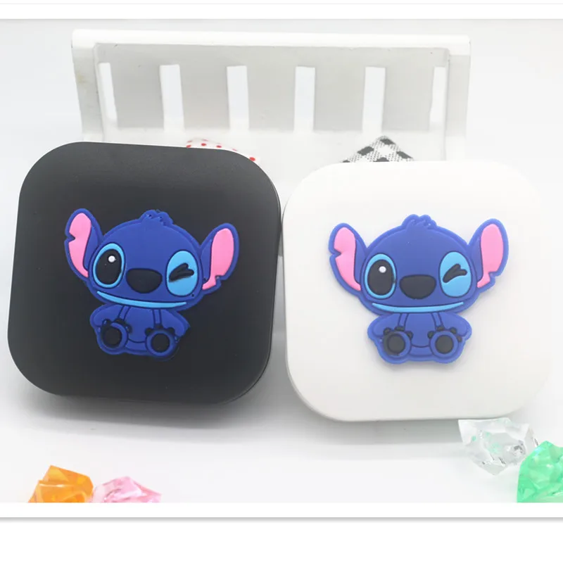 

LIUSVENTINA 2018 New Soft Rubber Cartoon Stitch Contact Lens Case With Mirror Box Container for Contact Lens Gift for Girls