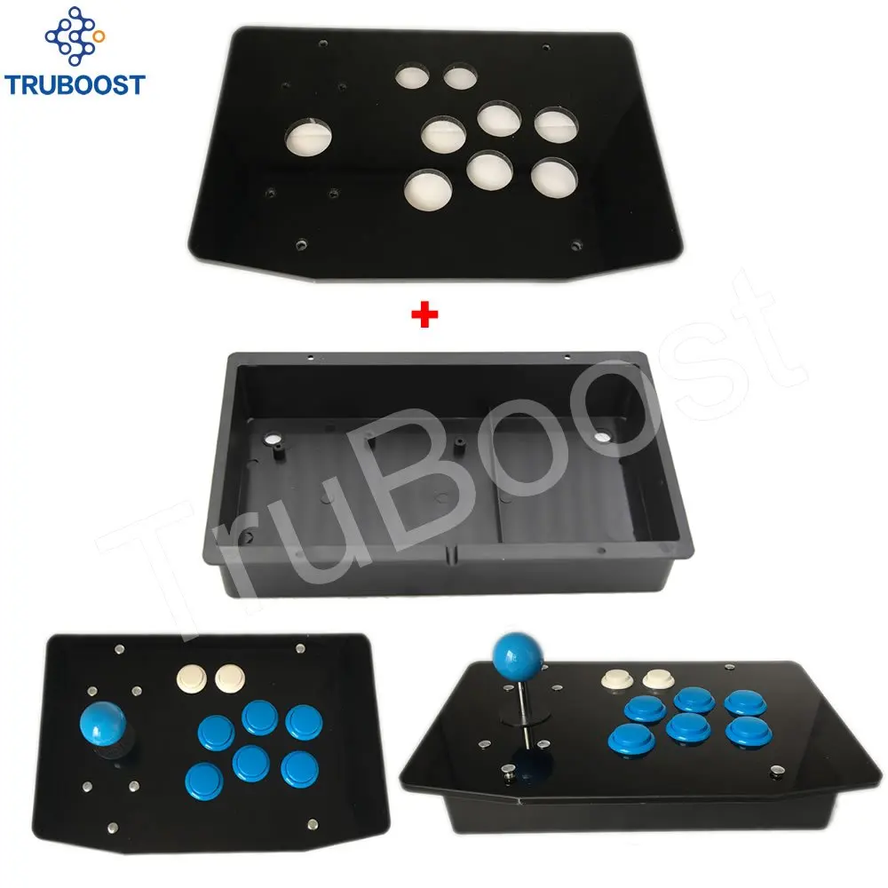 

Black Acrylic Panel And Flat Case 24mm/30mm Buttons Including Suckers Screws DIY Arcade Joystick Replacement Part