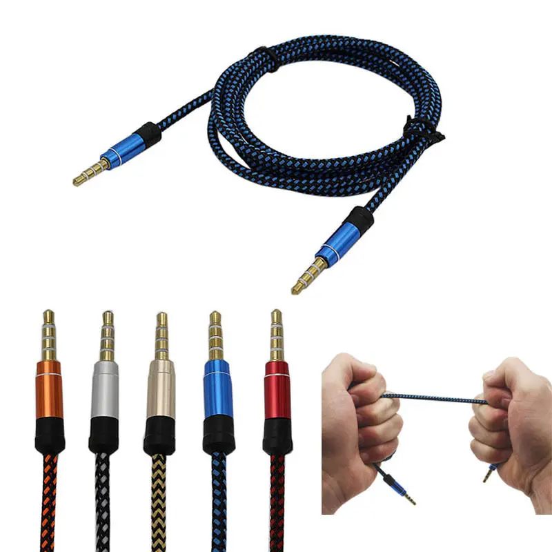 

1.5M Braided Nylon 3.5mm Stereo Male To Male Car Aux Auxiliary Audio Cable Cord