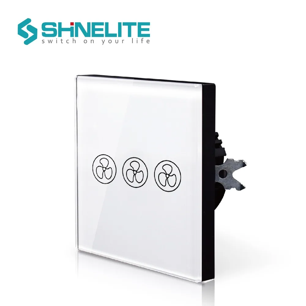 SHINELITE EU Touch Screen Fan Switch Speed Regulation Crystal Glass Panel AC 110~240V Home Wall | Обустройство дома