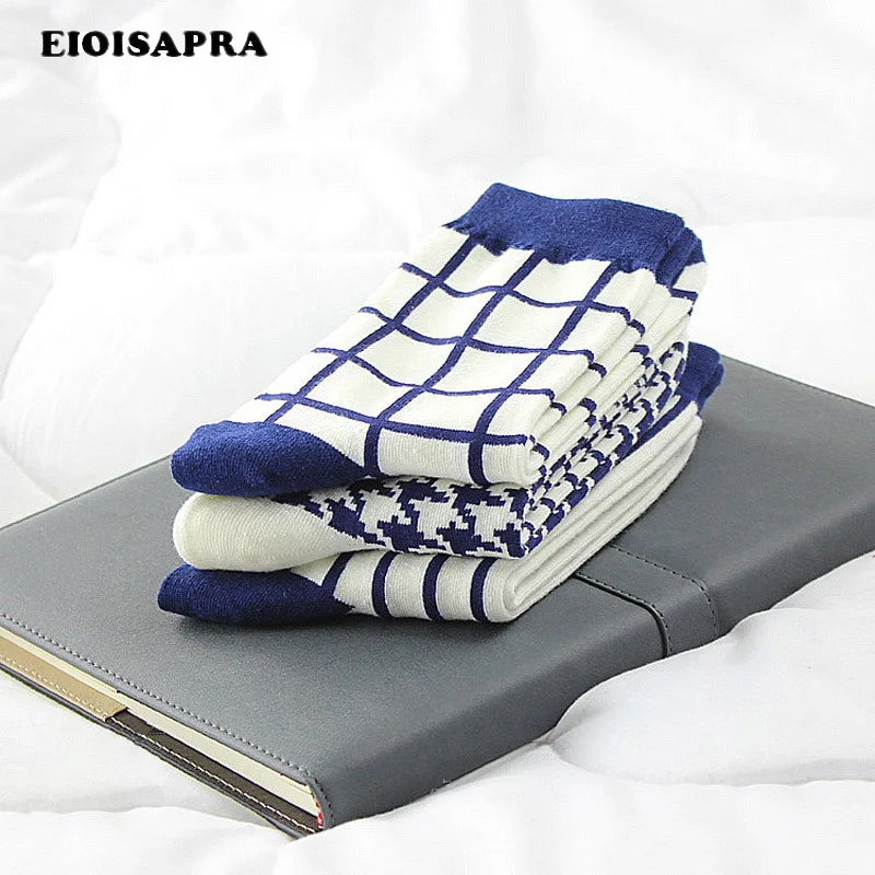 

[EIOISAPRA]Striped/Plaid Reto Socks Women Harajuku College Style Meias Japan Creative Jacquard Calcetines Mujer