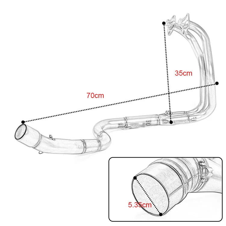 Мотоцикл Нержавеющая сталь прямые выхлопная труба передняя средняя изогнутые трубы ссылку для Kawasaki Ninja 250 300 2013
