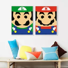 2 juegos de Anime Super Mario Bros Pop A3 Poster impresión Vintage cuadro con dibujo japonés lienzo grande pintura niños Pared de habitación regalo de arte