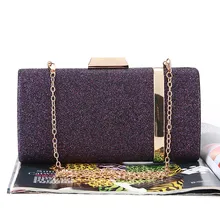 Coneed Новая Женская Блестящая ручная работа металлическая полоса темно-фиолетовая вечерняя сумочка, сумка сумки на плечо 13 июня P35