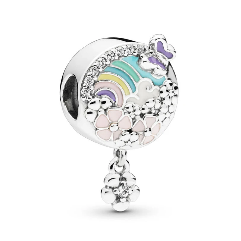 

2019 NEW 100% 925 Sterling Silver Flower Color Story Charm Lovely Premium Jewelry Making Gift DIY Bracelet Bangle Jewelry