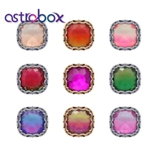 

Asrtobox Fat Square Tourmaline Nest Claw Sew on Rhinestones Glass Crystal Cube Glass Stone Loose Beads For DIY Jewelry Making
