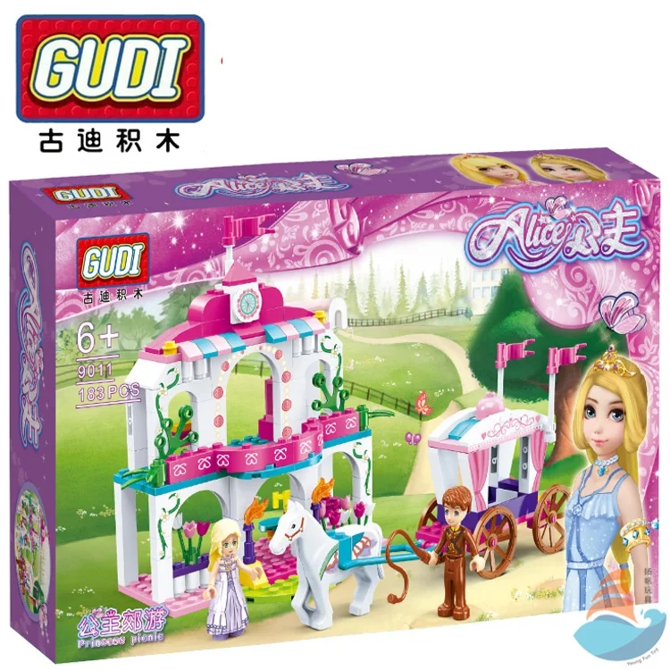 الأميرة كتل بناء القلعة مجموعة الاطفال الأطفال محاكاة النقل منزل الأثاث دمى اللعب الطوب تجميعها فتاة عيد الميلاد