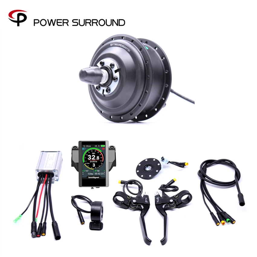 Color display Waterproof font b Electric b font 36v350w Front rear Bike Conversion Kit Brushless Hub