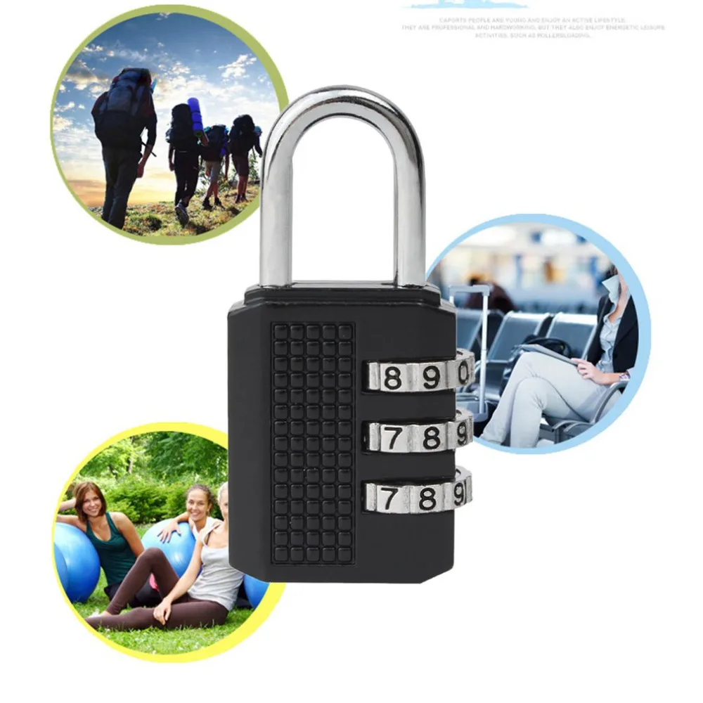 Mini Anti-theft Lock Zinc Alloy Security 3 Combination Multifunctional Code Lock Travel Suitcase Luggage Wardrobe Padlock